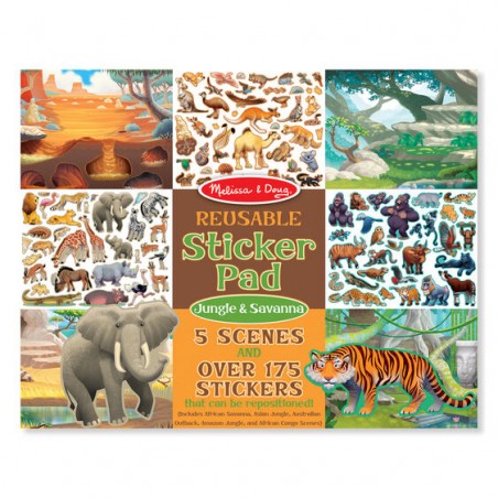 Wielorazowe Naklejki Zwierzęta Dżungla i Safari - Melissa & Doug