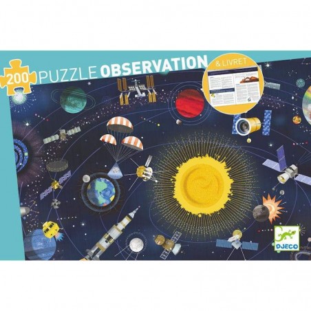 Puzzle obserwacyjne Kosmos 200 el. z książeczką - Djeco