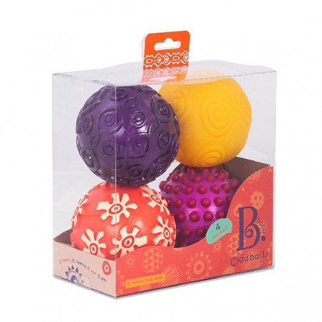 B.toys - zestaw 4 piłek sensorycznych nowa wersja kolorystyczna Oddballs