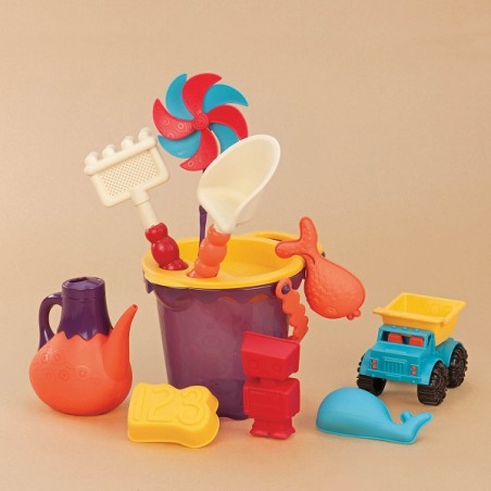 B.toys - torba z zestawem akcesoriów do piasku zestaw pomarańczowy Summer Beach Bag