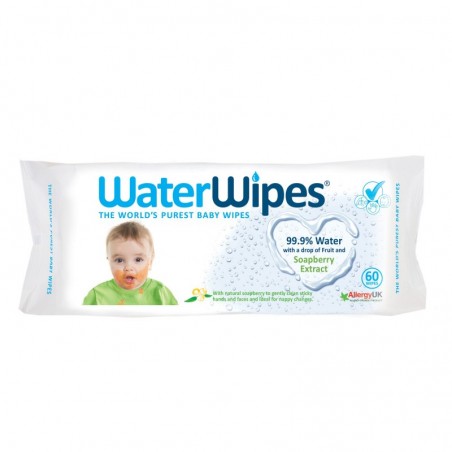 Chusteczki nawilżane nasączane wodą z dodatkiem wyciągu z orzechów mydlanych, 60szt - WaterWipes