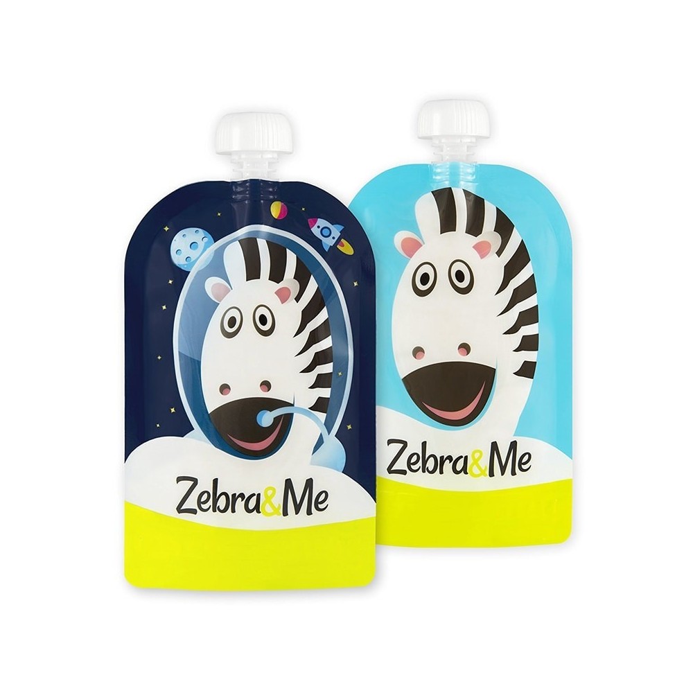 Saszetki Tubki do Karmienia Wielorazowe Astro - Zebra & Me