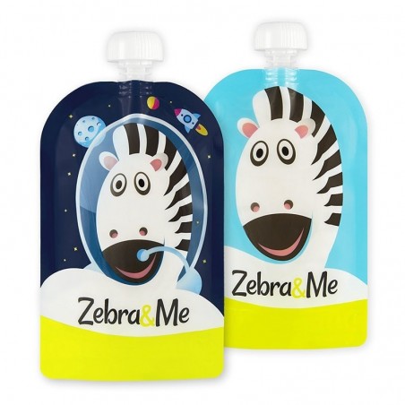 Saszetki Tubki do Karmienia Wielorazowe Astro - Zebra & Me