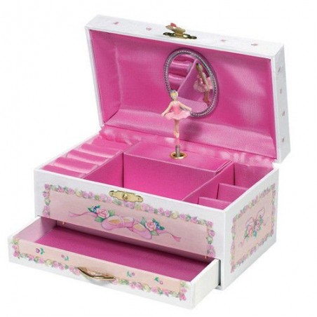 Różowa szkatułka na biżuterię, z pozytywką - Goki
