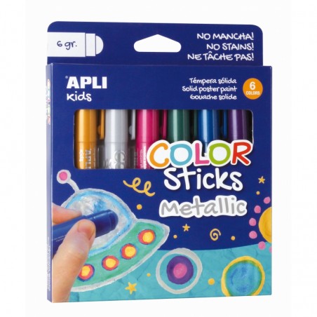 Farba w kredce metaliczne 6 szt Color Sticks - Apli Kids