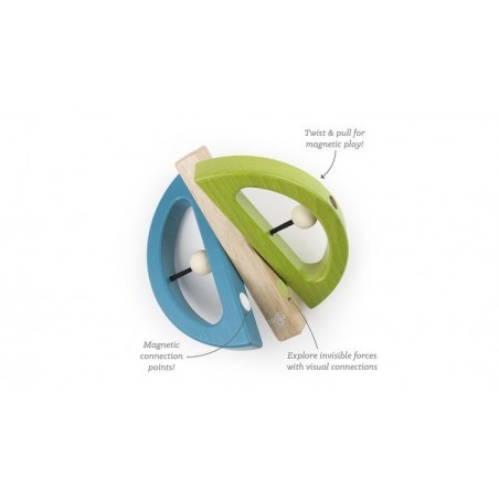 Drewniane klocki magnetyczne BABY & TODDLER Swivel Bug green - Tegu