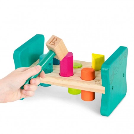 Drewniana przybijanka z młotkiem Colorful Pound & Play - b.toys