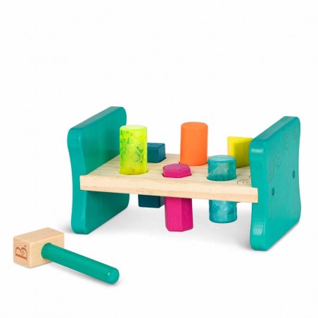 Drewniana przybijanka z młotkiem Colorful Pound & Play - b.toys