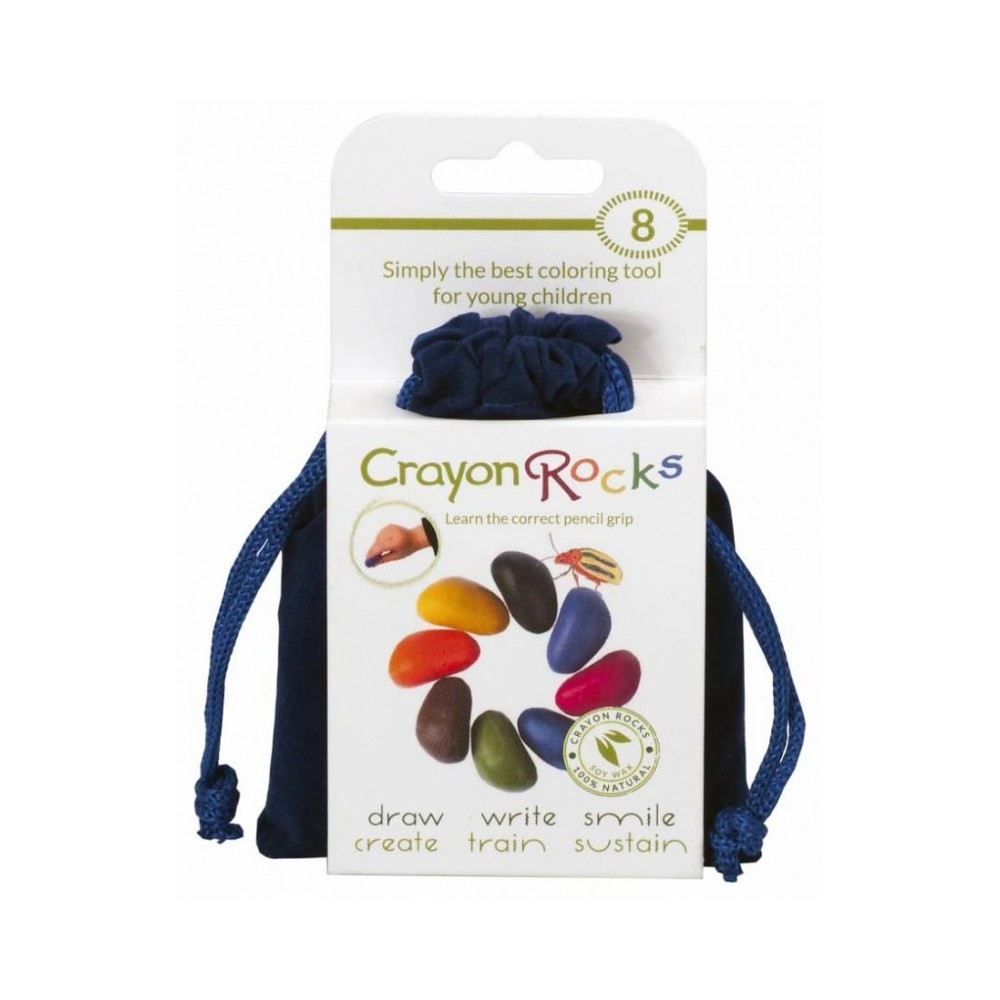 Kredki kamienie w aksamitnym woreczku 8 kolorów – Crayon Rocks