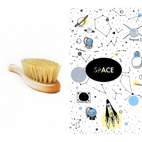 Szczotka z naturalnego włosia na ciemieniuchę + myjka Space - Lullalove