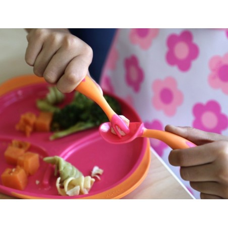 B.box - pierwsze sztućce do nauki jedzenia Toddler cutlery set róż