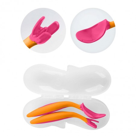 B.box - pierwsze sztućce do nauki jedzenia Toddler cutlery set róż