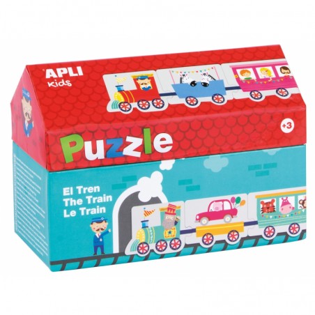 Puzzle Pociąg w kartonowym domku - Apli Kids