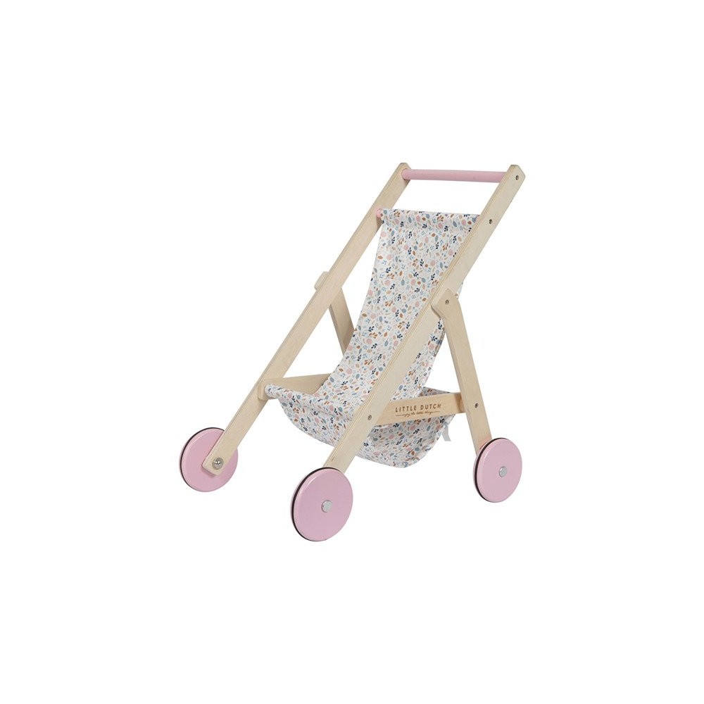 Drewniany wózek dla lalek Spring flowers - Little Dutch