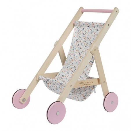 Drewniany wózek dla lalek Spring flowers - Little Dutch