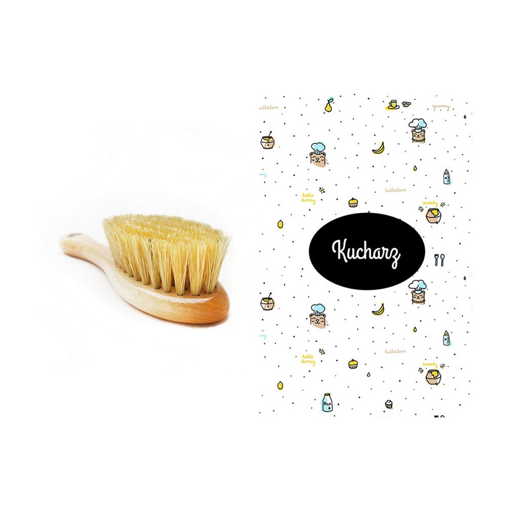 Szczotka z naturalnego włosia na ciemieniuchę + myjka Kucharz - Lullalove
