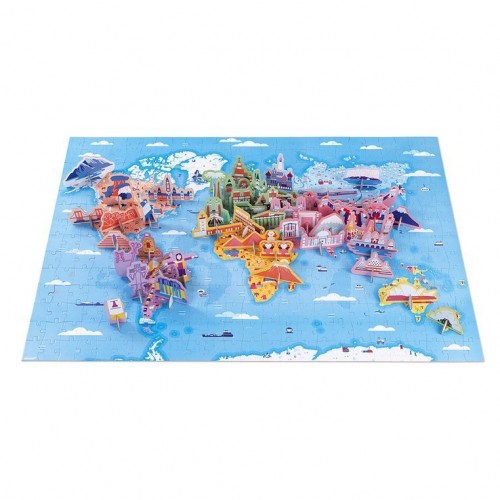 Puzzle edukacyjne z figurkami 3D Cuda świata 350 elementów - Janod