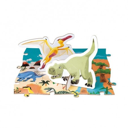 Puzzle edukacyjne z figurkami 3D Dinozaury 200 elementów - Janod
