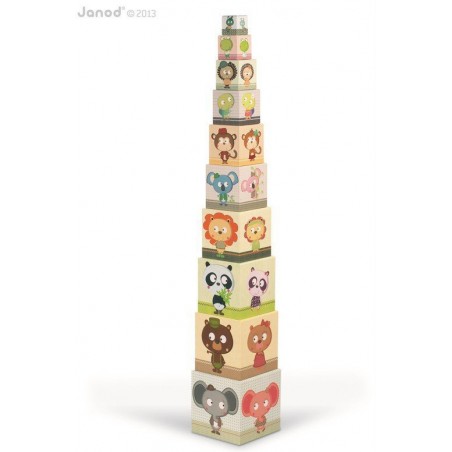 Piramida z Klocków Kartonowych Zwierzęta - Janod