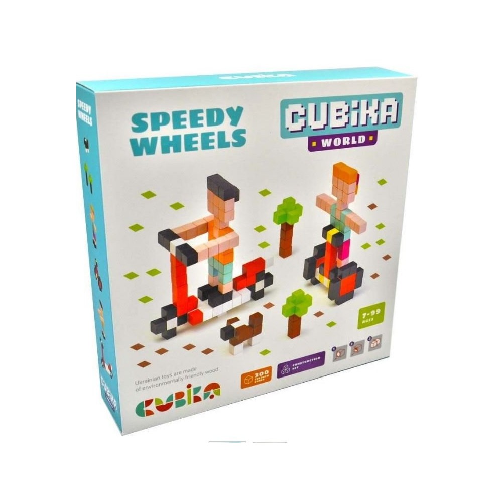 Drewniana układanka Pixele 3D Speedy wheels - Cubika