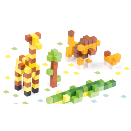Drewniana układanka Pixele 3D Africa - Cubika