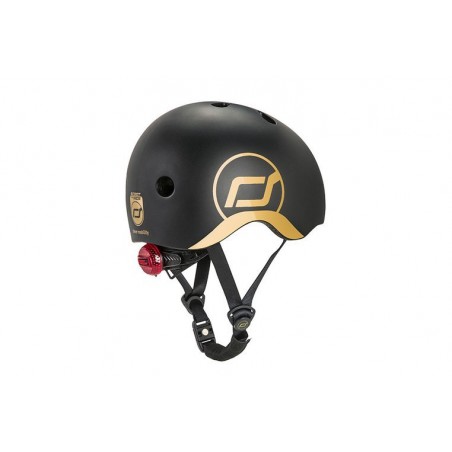 Ultralekki Kask Ochronny z Lampką LED na Hulajnogę i Rower  dzieci 1-5 lat Black & Gold - Scoot & Ride