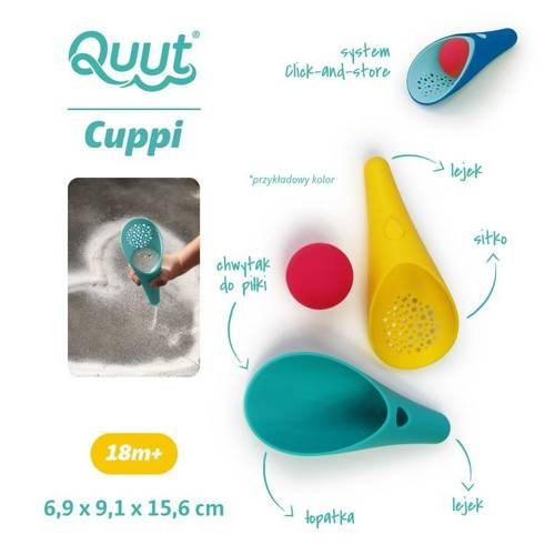 Wielofunkcyjne Zabawki do Piasku: Łopatka i Sitko z Piłeczką Cuppi Ocean - Quut