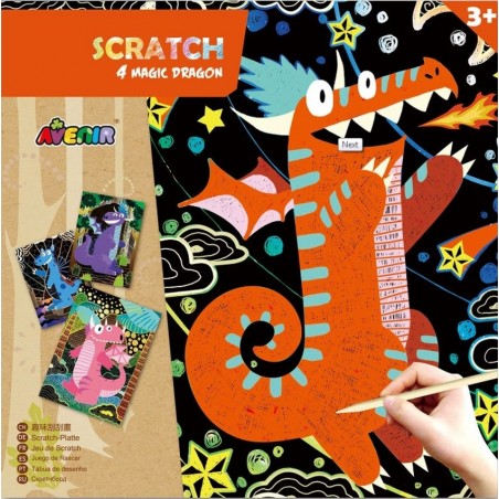 Wydrapywanki Smoki 4 szt. Scratch Art - Avenir