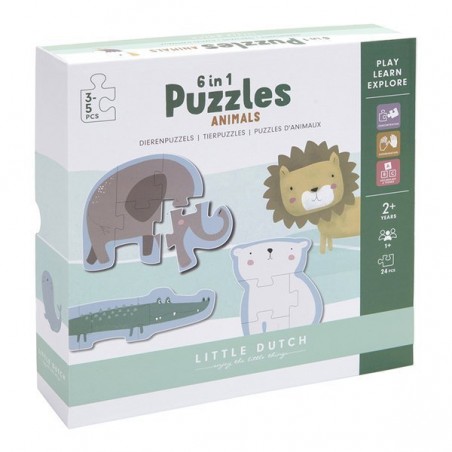 Puzzle progresywne 3,4,5 elementy Zwierzęta Zoo - Little Dutch