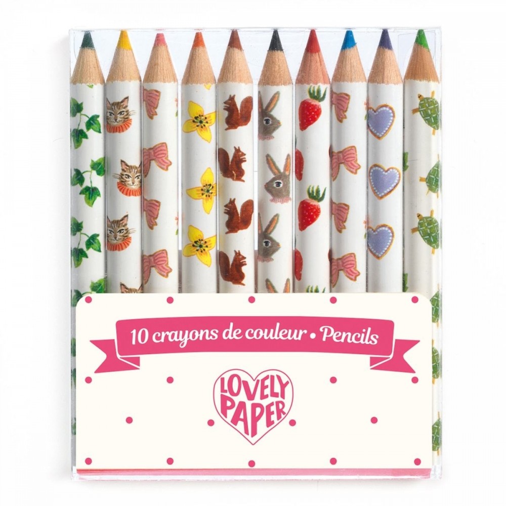 Mini kredki ołówkowe 10 kolorów Lovely Paper – Djeco