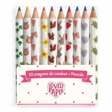 Mini kredki ołówkowe 10 kolorów Lovely Paper – Djeco