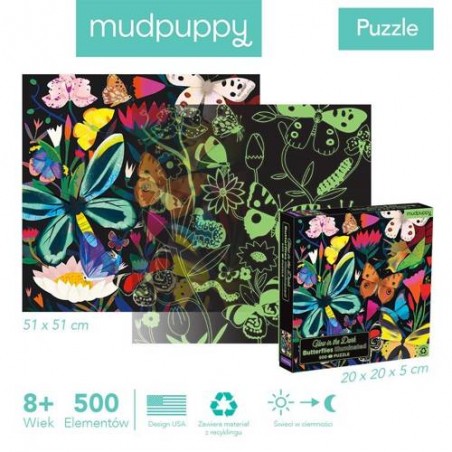 Puzzle Świecące w Ciemności Motyle 500 el. - Mudpuppy