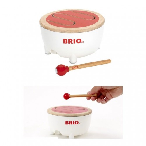 Drewniany bębenek biały Musical Drum - Brio