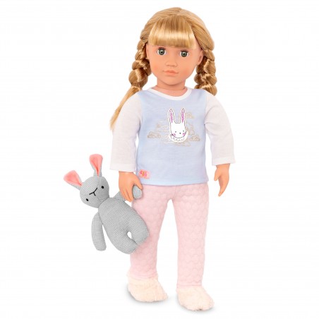 Our Generation - Jovie lalka w piżamce z grzywką i króliczkiem przytulanką