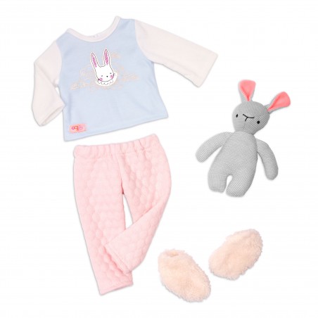 Our Generation - Jovie lalka w piżamce z grzywką i króliczkiem przytulanką