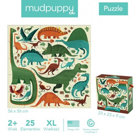 Puzzle Podłogowe Jumbo Dinozaury  25 el. - Mudpuppy