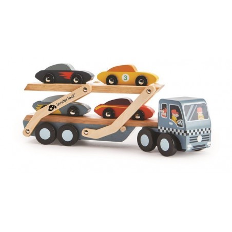 Piętrowa Laweta z 4 samochodami - Tender Leaf Toys