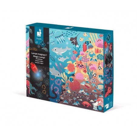 Świecące puzzle z mini lampką UV Ocean 24 el. - Janod