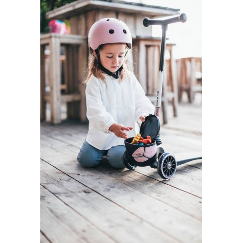 Kask z Odblaskami i Lampką LED Ultralekki na Hulajnogę i Rower  dzieci 1-5 lat Rose Cat - Scoot & Ride