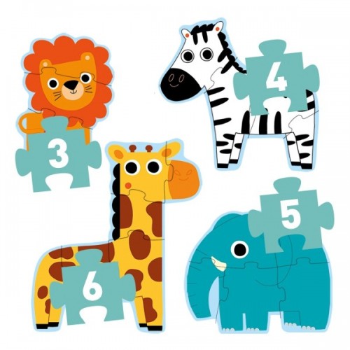Puzzle progresywne 3,4,5,6 elementów Jungle - Djeco