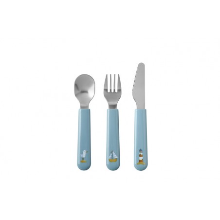 Sztućce dla Dzieci Mio nóż widelec łyżka Mepal błękitne - Little Dutch