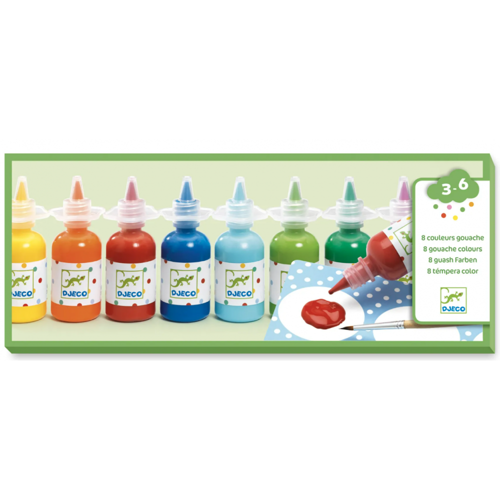 Farby Plakatowe Gwaszowe 8 Butelek - Djeco