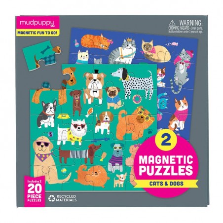 Puzzle Magnetyczne 2 obrazki Psy i Koty - Mudpuppy