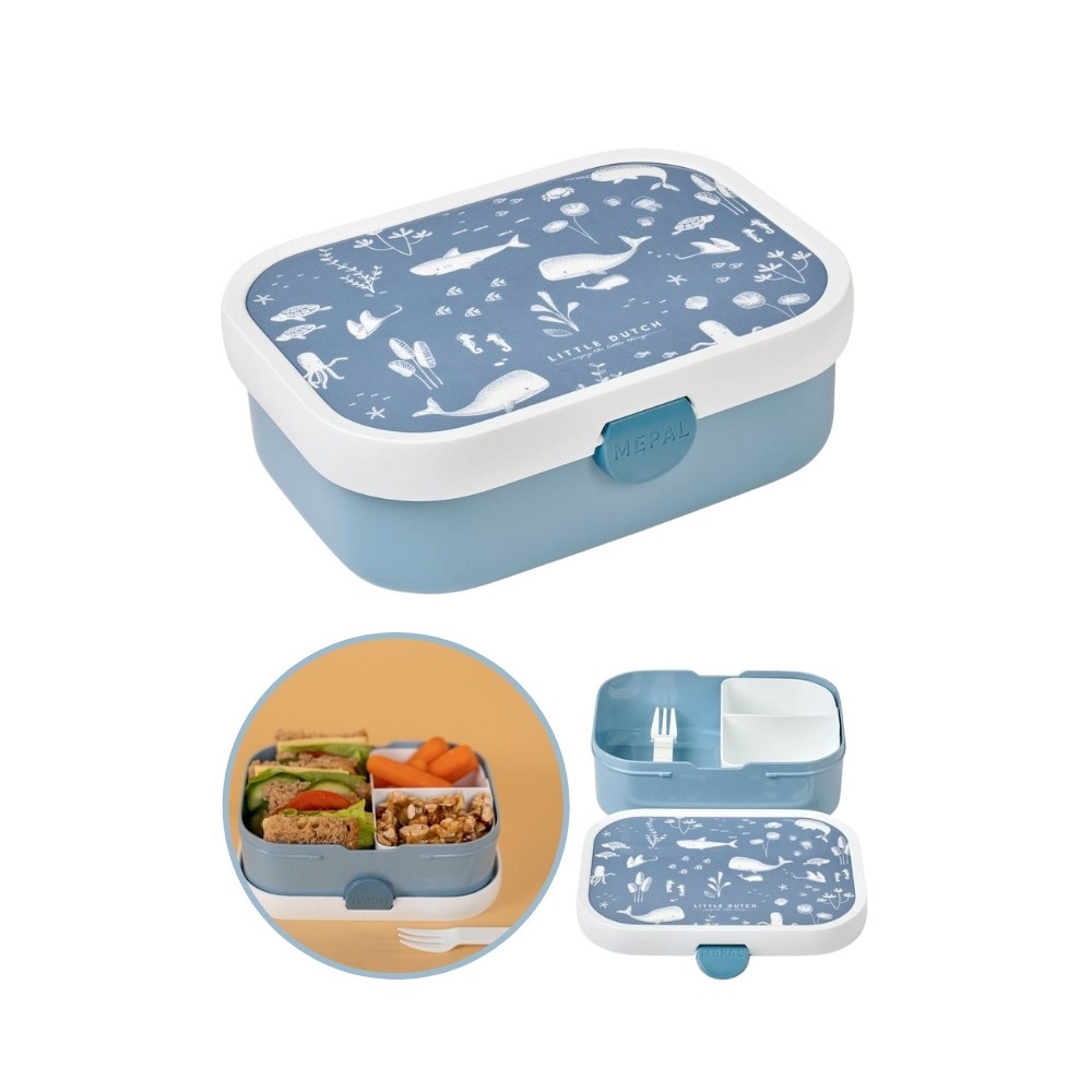 Lunchbox śniadaniówka z widelczykiem Ocean - Little Dutch
