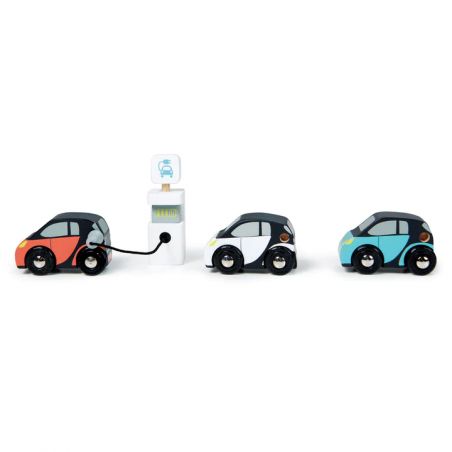 Stacja Ładowania Samochodów Elektrycznych + 3 Autka - Tender Leaf Toys