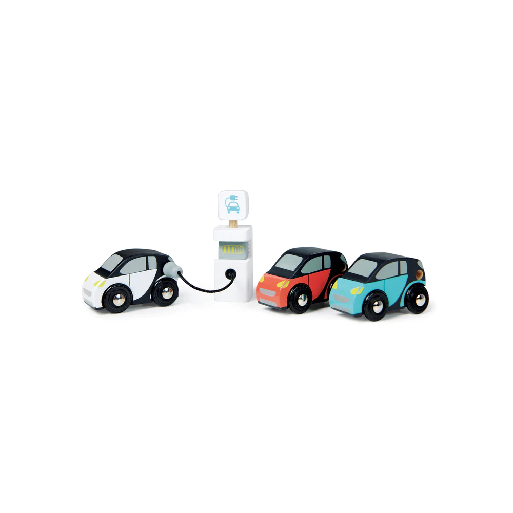 Stacja Ładowania Samochodów Elektrycznych + 3 Autka - Tender Leaf Toys