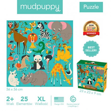 Puzzle Podłogowe Jumbo Zwierzęta Świata 25 el. - Mudpuppy
