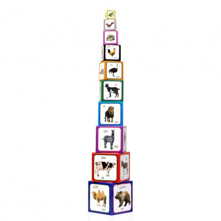 Kartonowe Klocki Wieża Zwierzęta - Piramida Zabaw