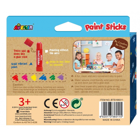 Farby w Sztyfcie 6 szt. Metaliczne Kolory Paint Sticks - Avenir