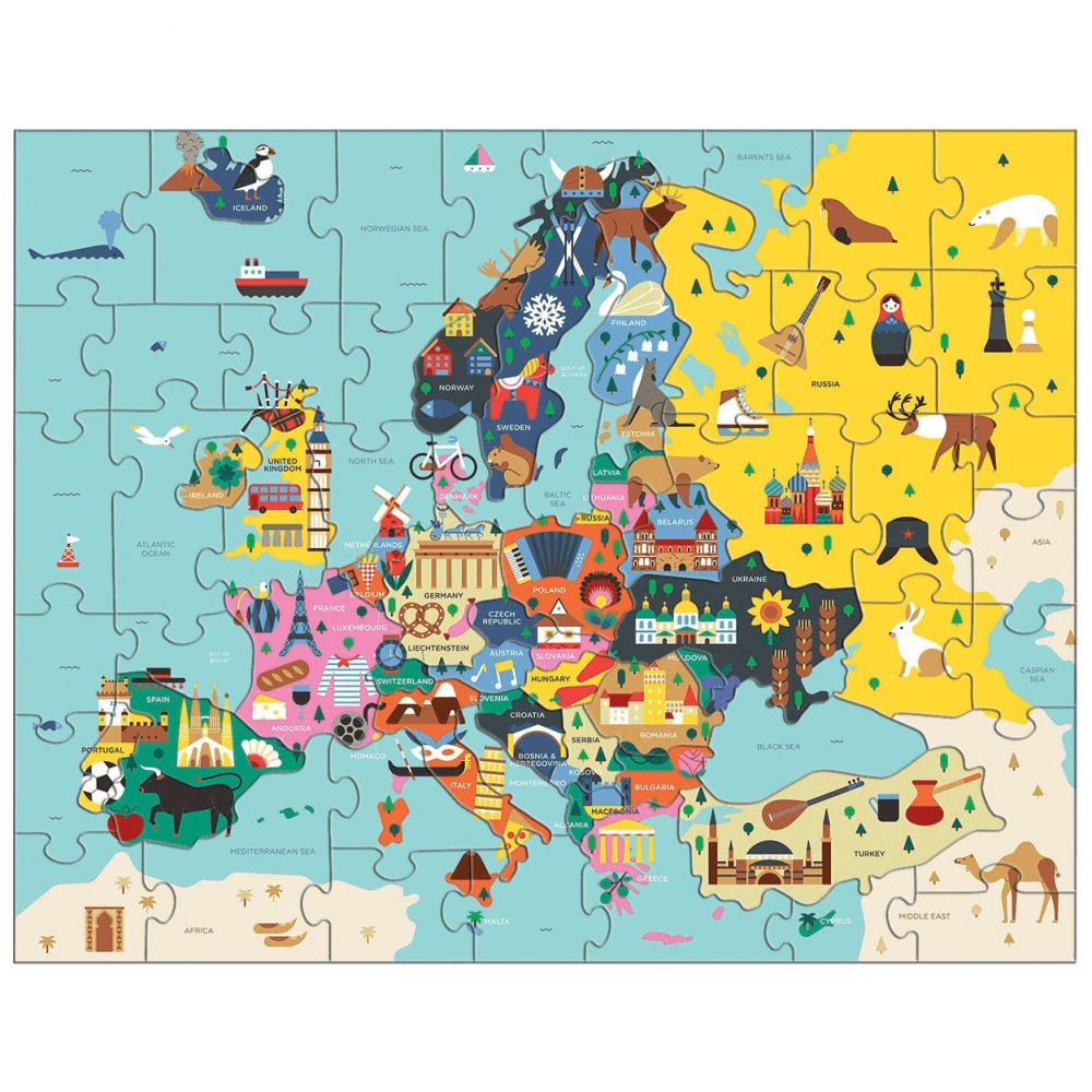 Puzzle Mapa Europy Państwa - Mudpuppy